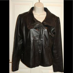 Anthropologie June black lambskin leather jacket